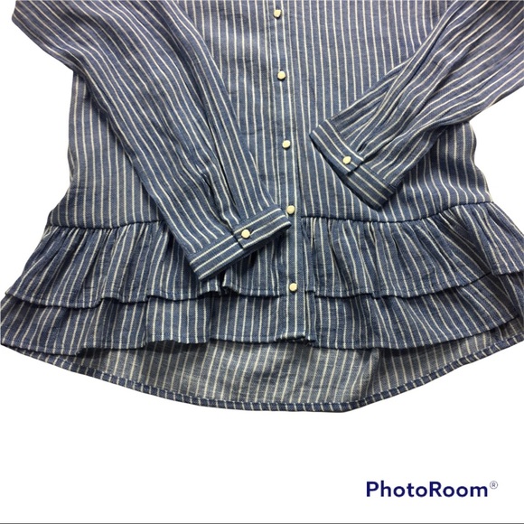LEE STRIPED, RUFFLED BLOUSE - Picture 4 of 14